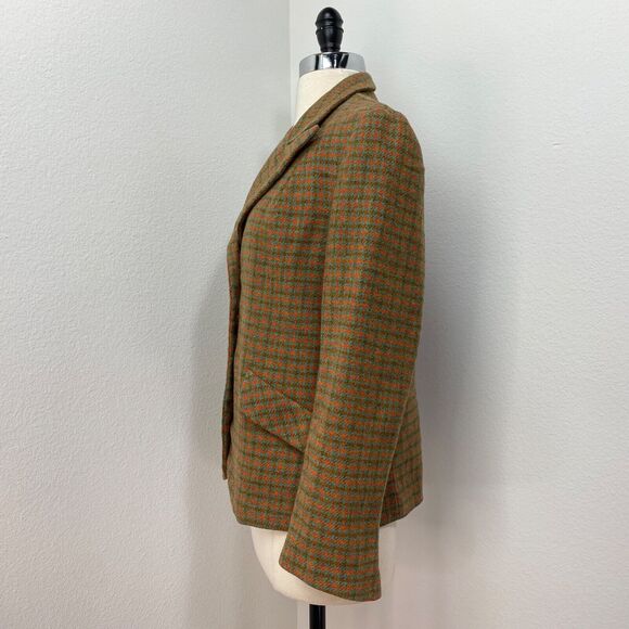 Vintage 60s Womans Wool Blazer Jacket Medium Herringbone Lined Academia Preppy - Picture 8 of 15